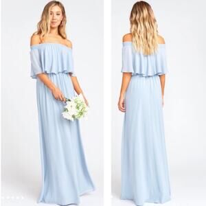 Show Me Your Mumu Hacienda Maxi Dress Steel Blue Chiffon Women's Size Medium NWT